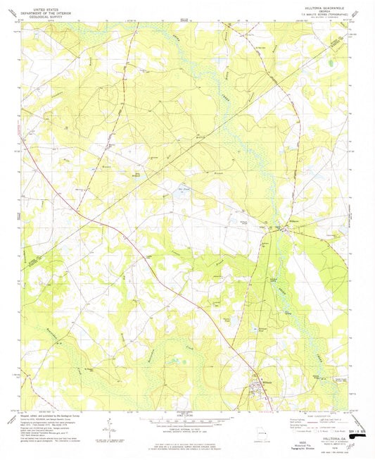 Classic USGS Hilltonia Georgia 7.5'x7.5' Topo Map Image