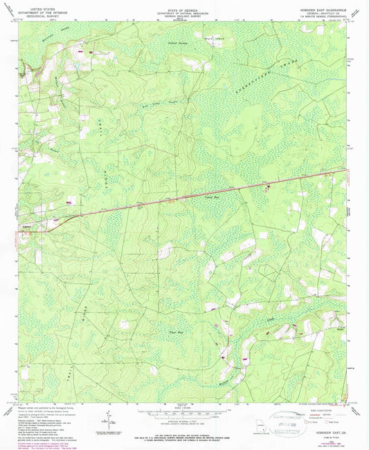 Classic USGS Hoboken East Georgia 7.5'x7.5' Topo Map Image