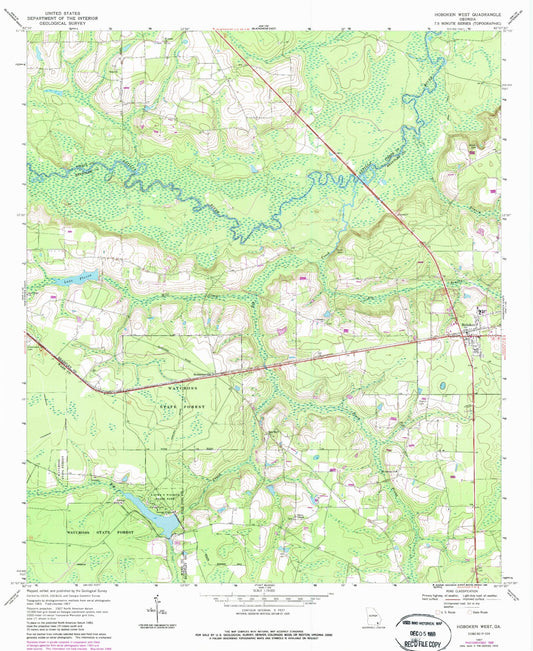 Classic USGS Hoboken West Georgia 7.5'x7.5' Topo Map Image