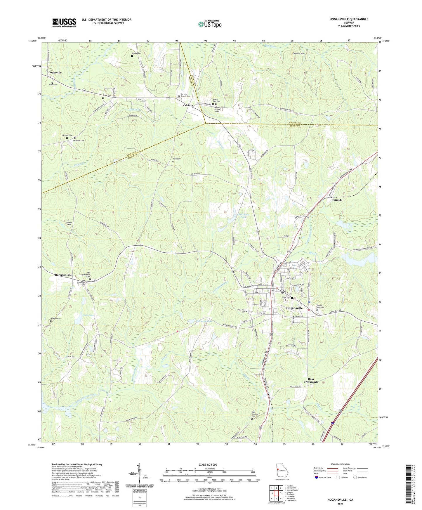 Hogansville Georgia US Topo Map Image