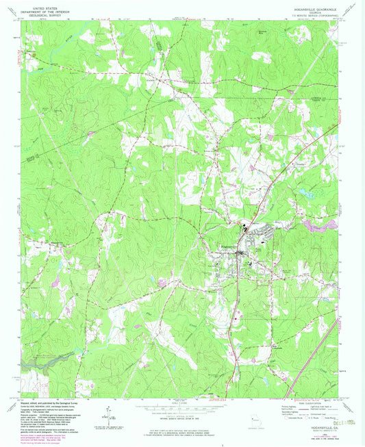 Classic USGS Hogansville Georgia 7.5'x7.5' Topo Map Image