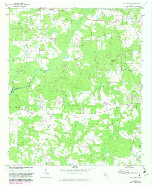 Classic USGS Hollonville Georgia 7.5'x7.5' Topo Map Image