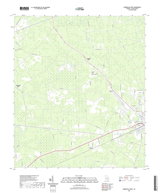 Homerville West Georgia US Topo Map Image