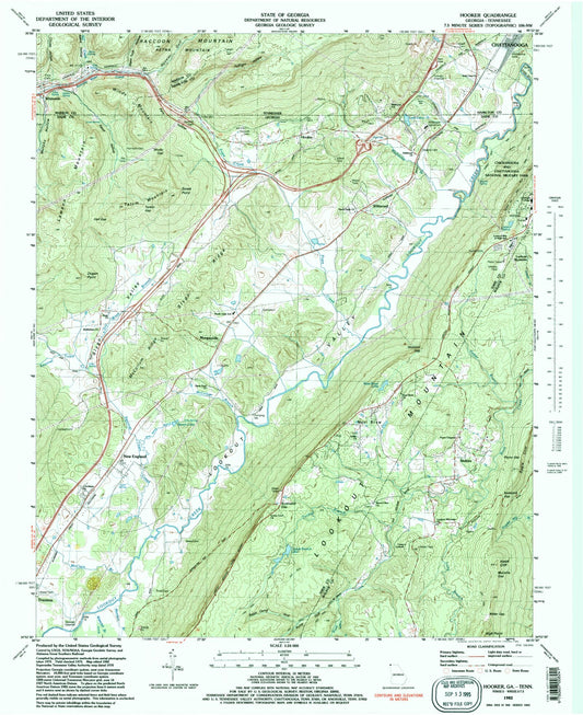 Classic USGS Hooker Georgia 7.5'x7.5' Topo Map Image
