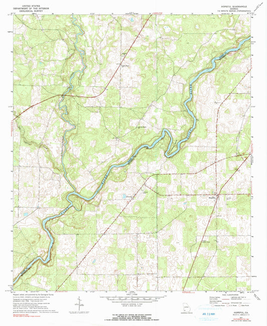Classic USGS Hopeful Georgia 7.5'x7.5' Topo Map Image