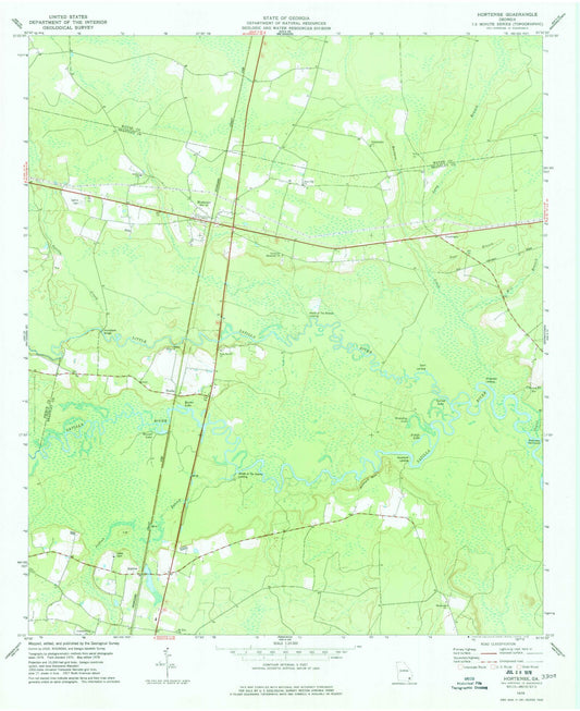 Classic USGS Hortense Georgia 7.5'x7.5' Topo Map Image
