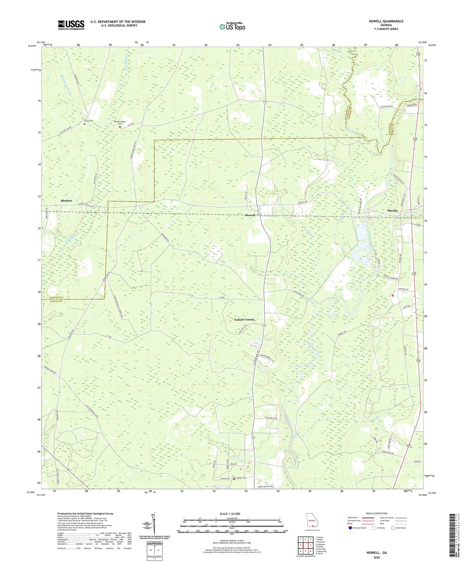 Howell Georgia US Topo Map Image