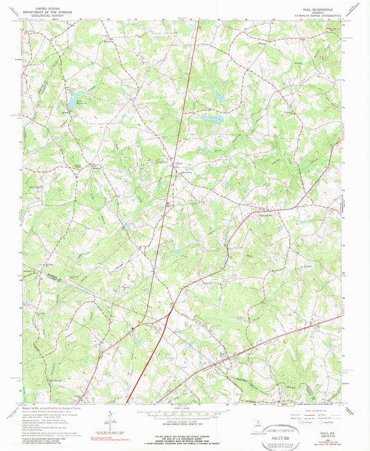 Classic USGS Hull Georgia 7.5'x7.5' Topo Map Image