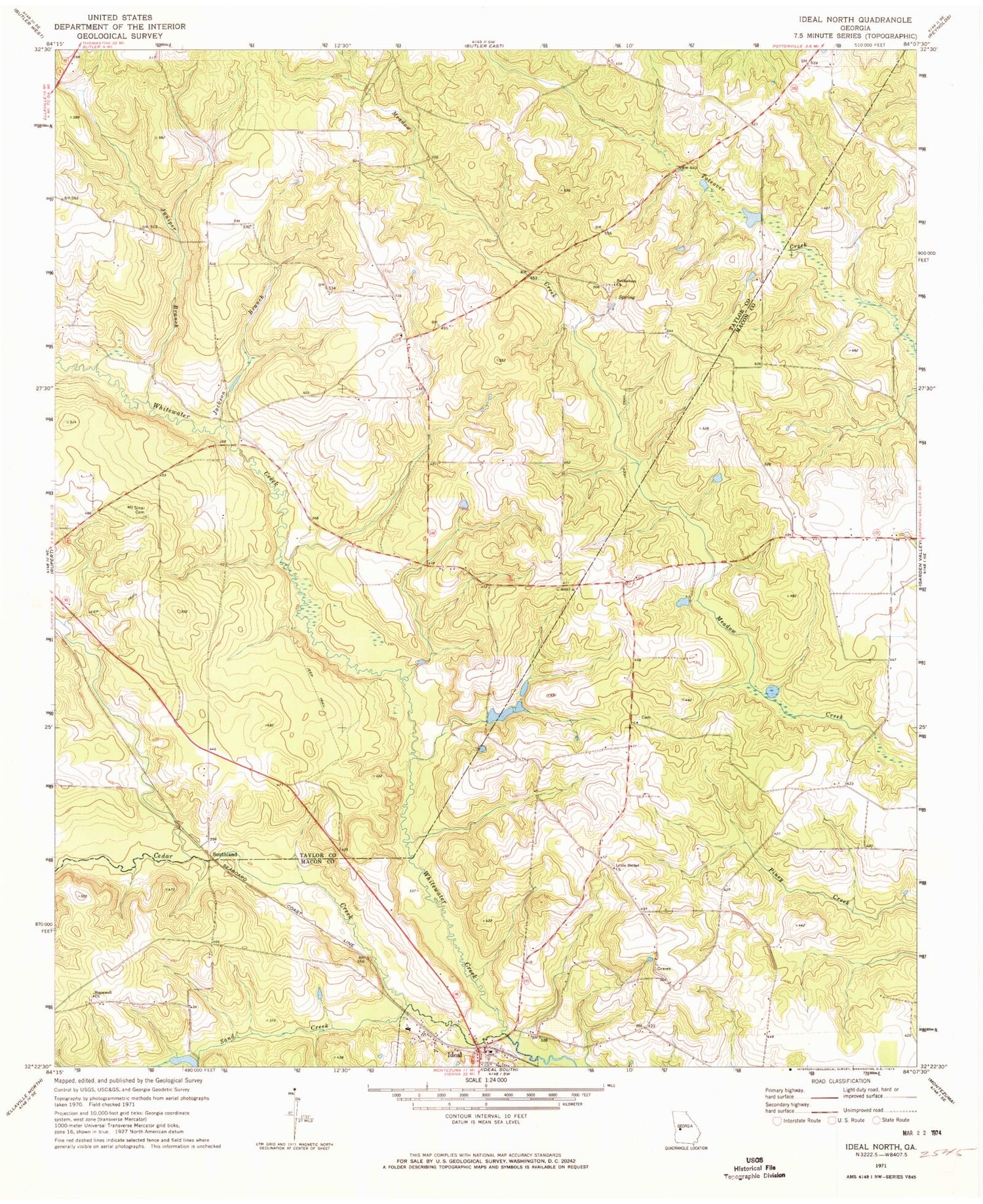 Classic USGS Ideal North Georgia 7.5'x7.5' Topo Map Image