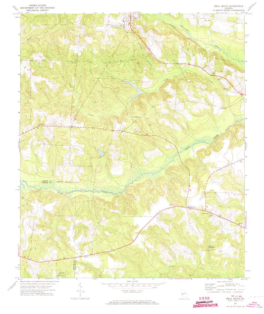 Classic USGS Ideal South Georgia 7.5'x7.5' Topo Map Image