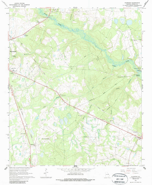 Classic USGS Idlewood Georgia 7.5'x7.5' Topo Map Image