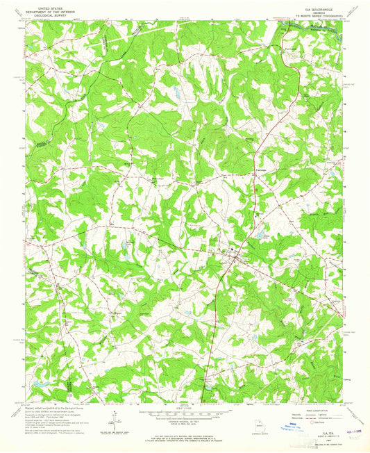 Classic USGS Ila Georgia 7.5'x7.5' Topo Map Image