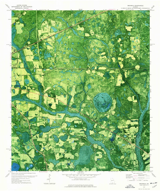 Classic USGS Indianola Georgia 7.5'x7.5' Topo Map Image