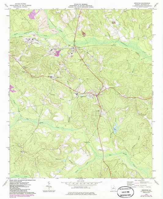 Classic USGS Irwinton Georgia 7.5'x7.5' Topo Map Image