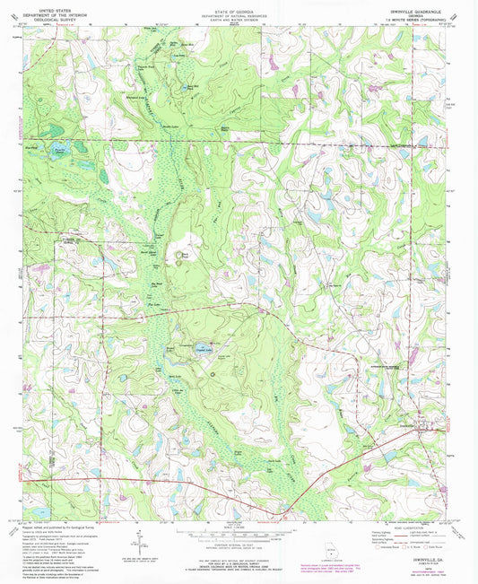 Classic USGS Irwinville Georgia 7.5'x7.5' Topo Map Image