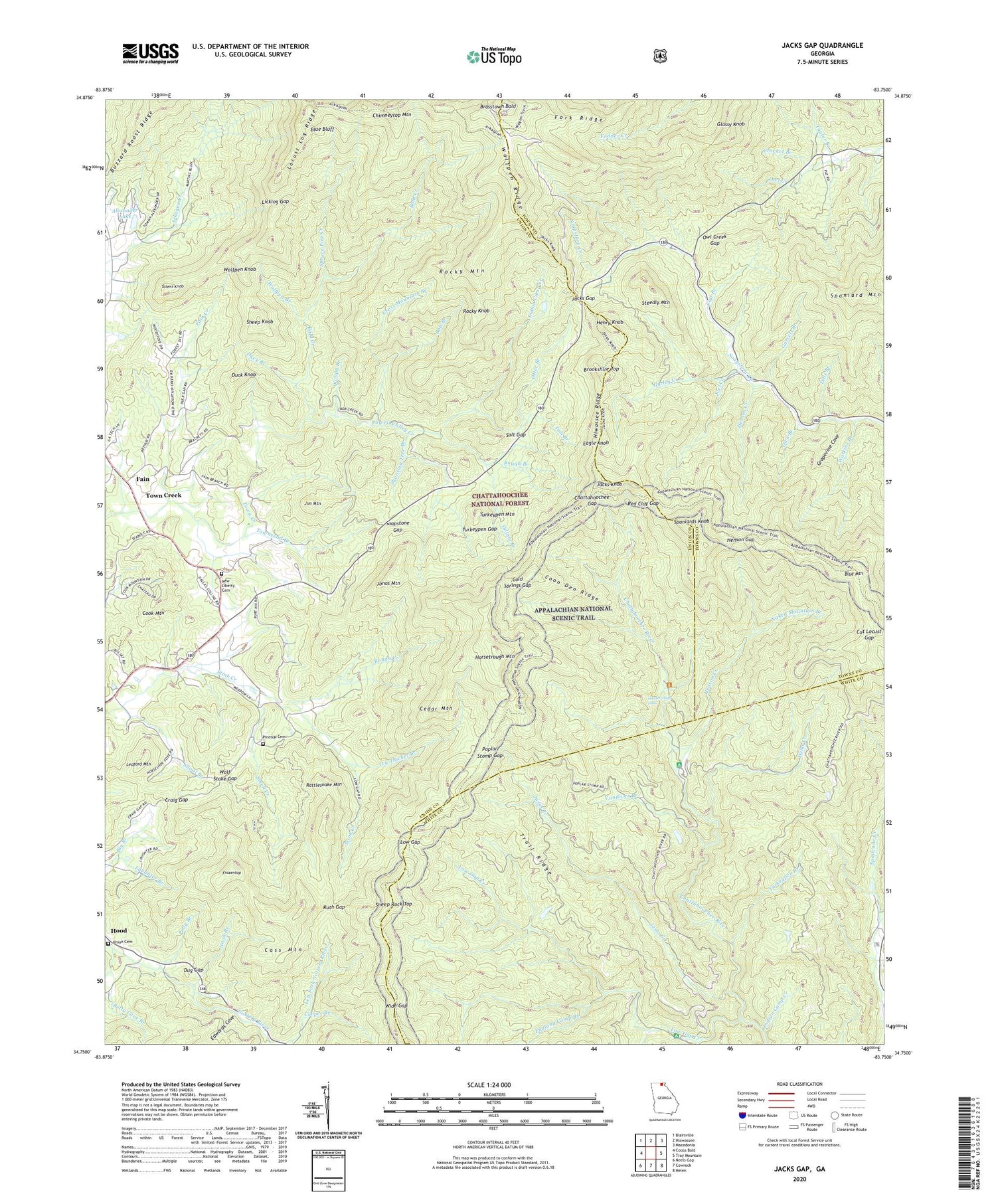 Jacks Gap Georgia US Topo Map Image