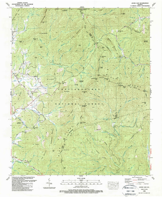 Classic USGS Jacks Gap Georgia 7.5'x7.5' Topo Map Image