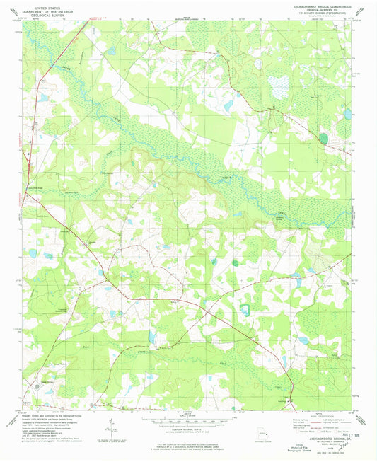 Classic USGS Jacksonboro Bridge Georgia 7.5'x7.5' Topo Map Image