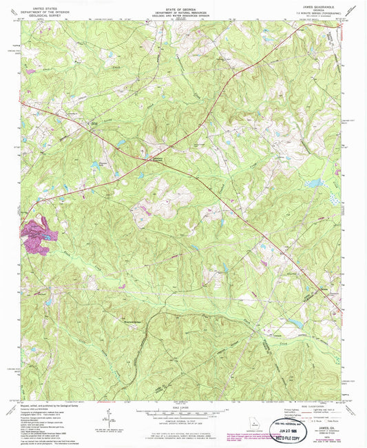 Classic USGS James Georgia 7.5'x7.5' Topo Map Image