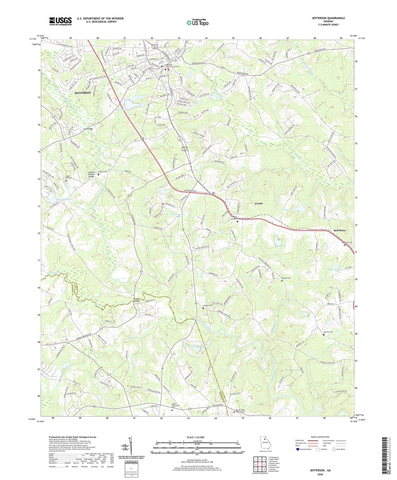 Jefferson Georgia US Topo Map Image