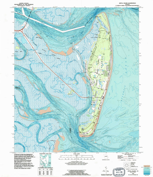 Classic USGS Jekyll Island Georgia 7.5'x7.5' Topo Map Image