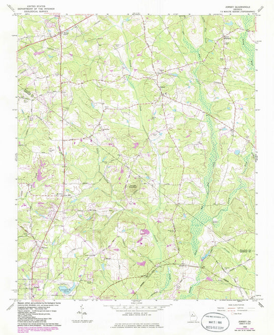 Classic USGS Jersey Georgia 7.5'x7.5' Topo Map Image