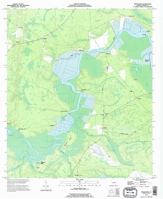 Classic USGS Jerusalem Georgia 7.5'x7.5' Topo Map Image