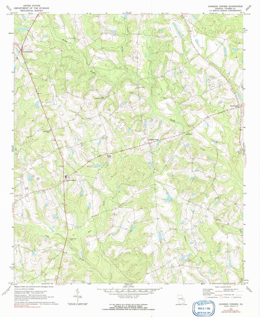 Classic USGS Johnson Corner Georgia 7.5'x7.5' Topo Map Image