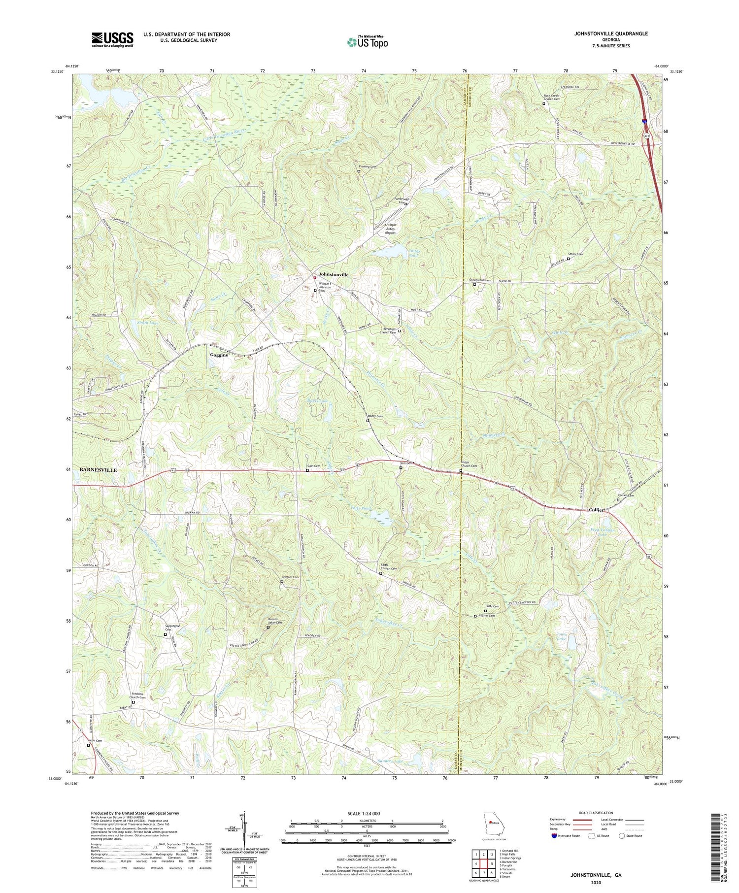 Johnstonville Georgia US Topo Map Image