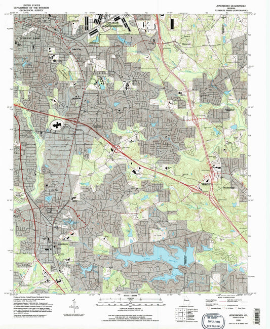 Classic USGS Jonesboro Georgia 7.5'x7.5' Topo Map Image