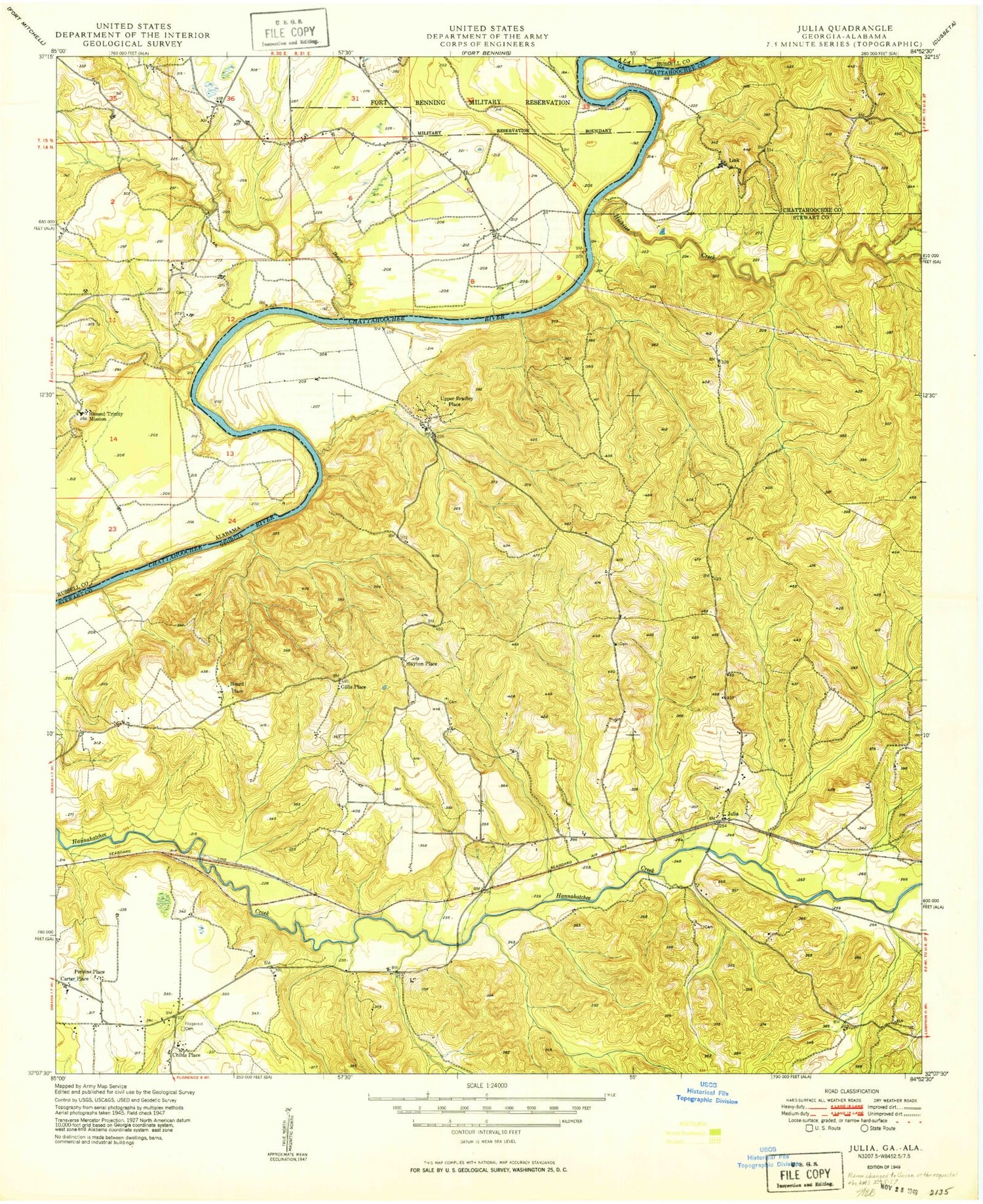 Classic USGS Union Georgia 7.5'x7.5' Topo Map Image