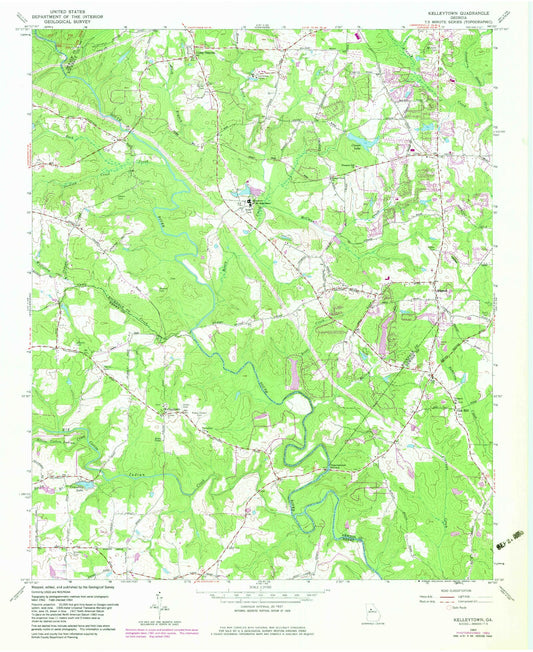 Classic USGS Kelleytown Georgia 7.5'x7.5' Topo Map Image