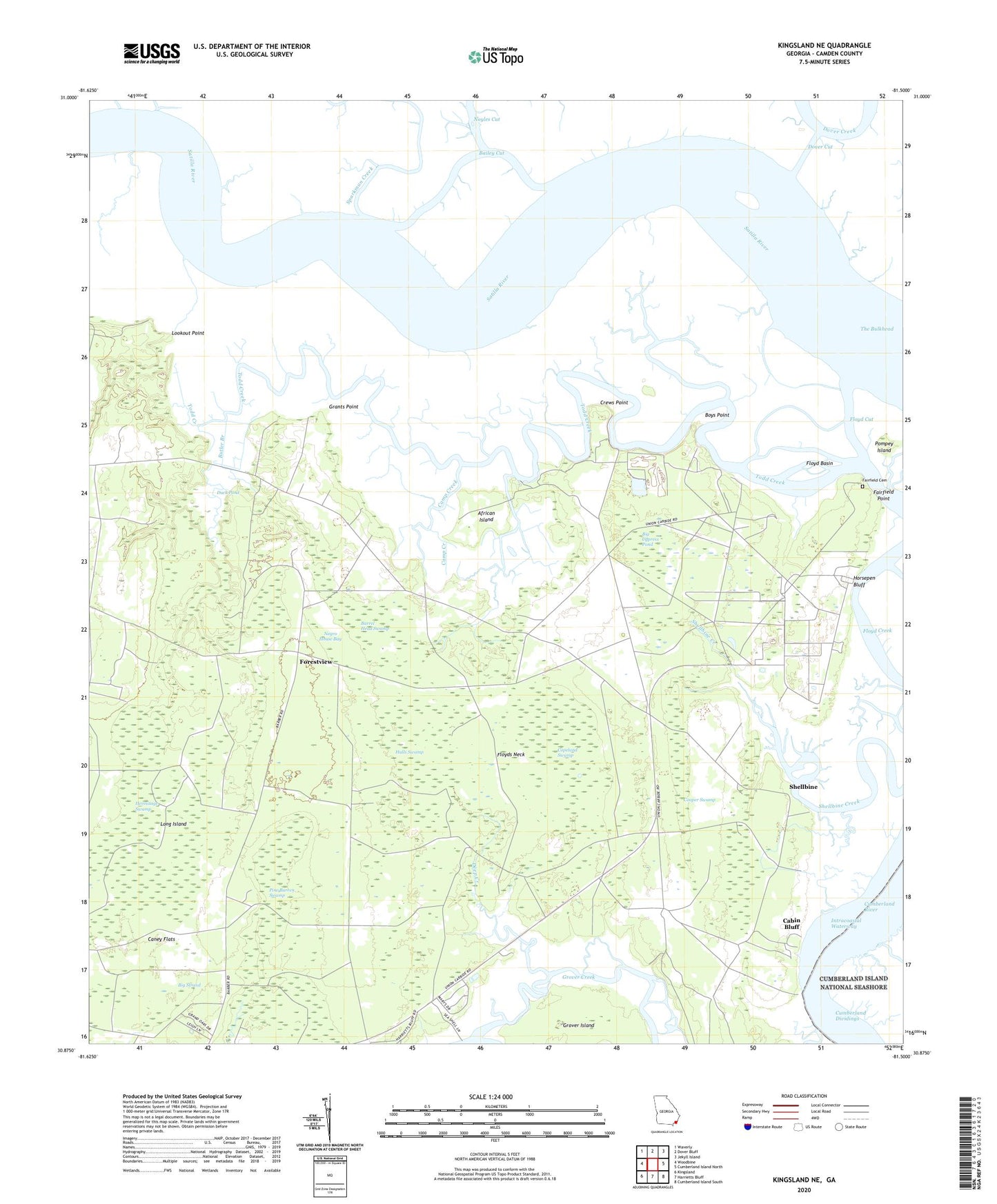 Kingsland NE Georgia US Topo Map Image