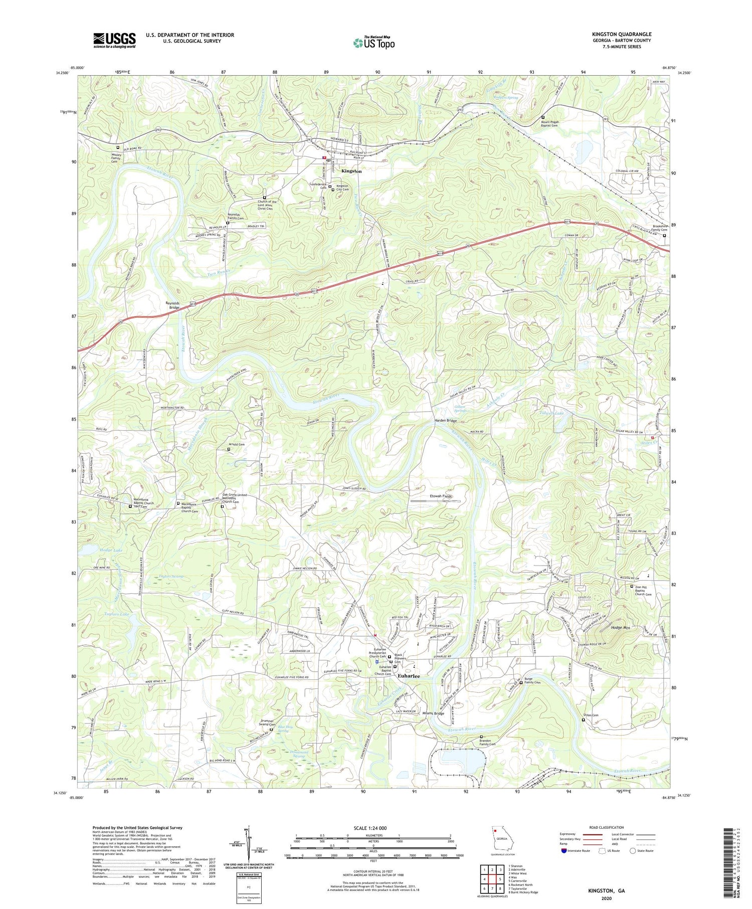 Kingston Georgia US Topo Map Image