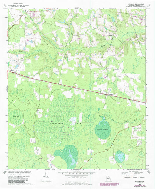 Classic USGS Kirkland Georgia 7.5'x7.5' Topo Map Image