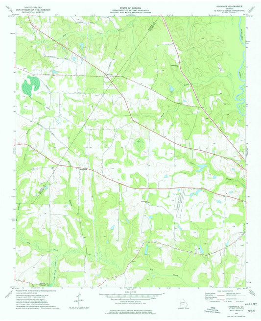 Classic USGS Klondike Georgia 7.5'x7.5' Topo Map Image