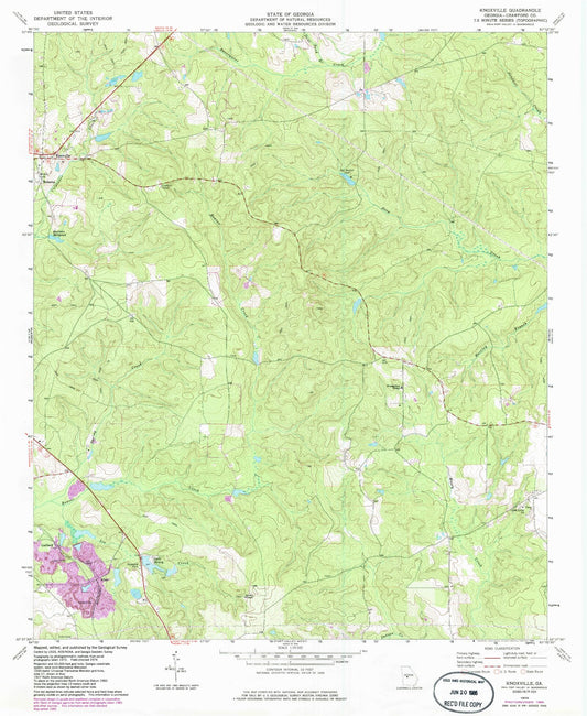 Classic USGS Knoxville Georgia 7.5'x7.5' Topo Map Image