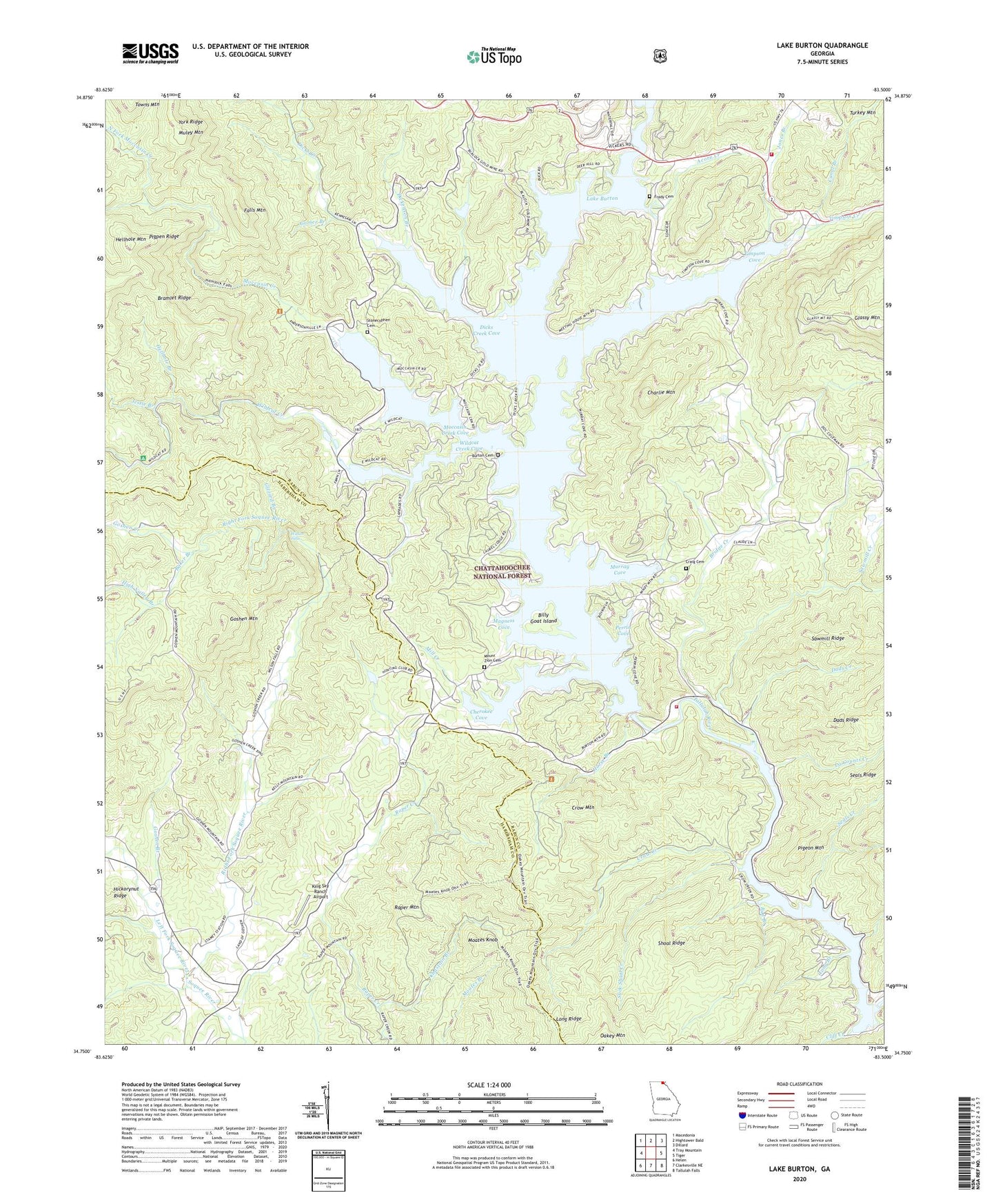 Lake Burton Georgia US Topo Map Image