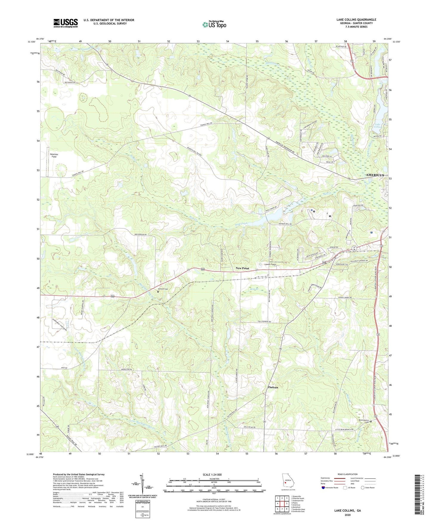 Lake Collins Georgia US Topo Map Image