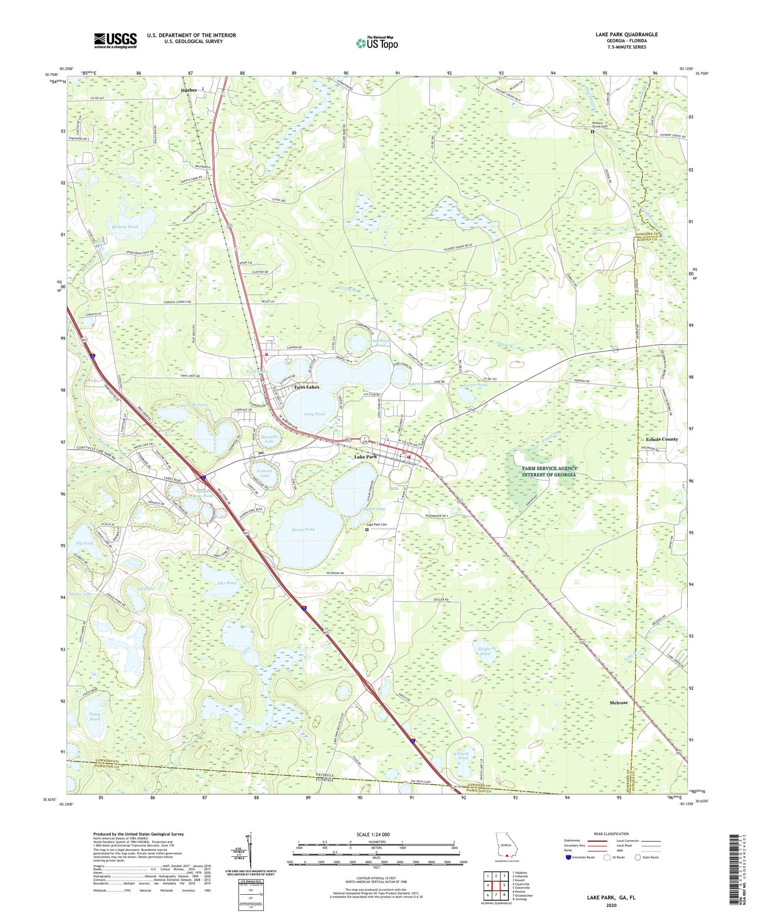 Lake Park Georgia US Topo Map Image