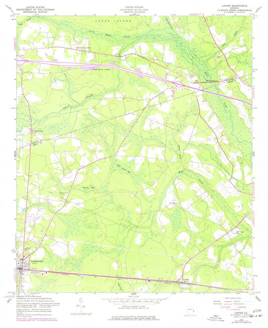 Classic USGS Lanier Georgia 7.5'x7.5' Topo Map Image