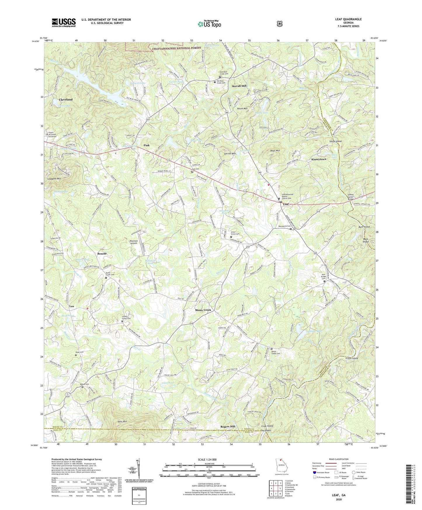 Leaf Georgia US Topo Map Image