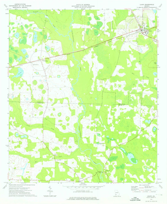Classic USGS Leary Georgia 7.5'x7.5' Topo Map Image