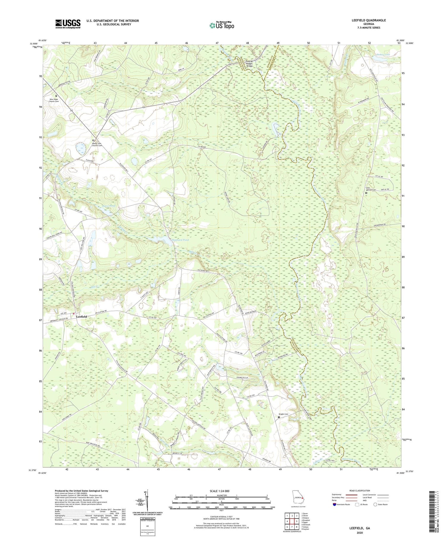 Leefield Georgia US Topo Map Image