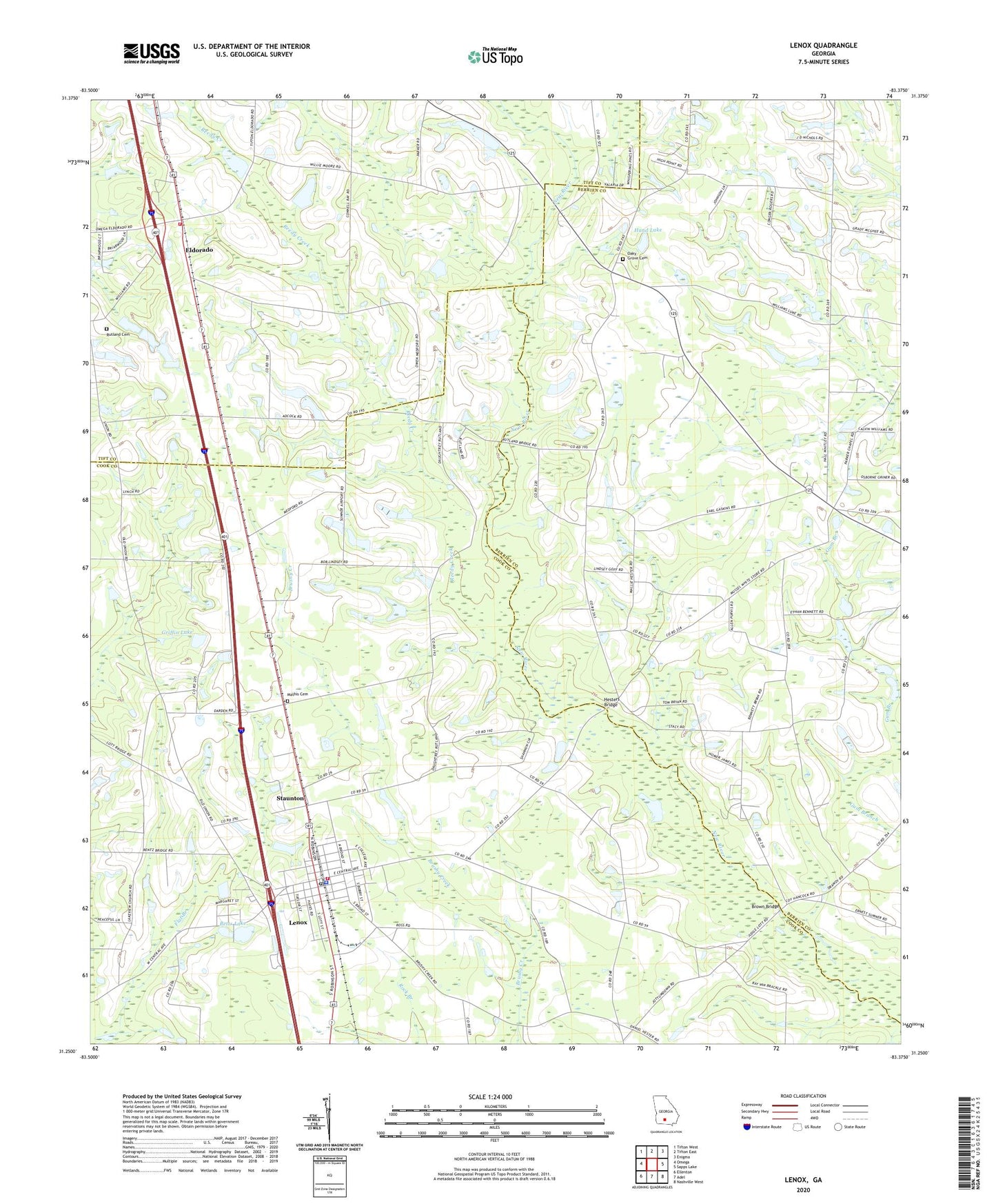 Lenox Georgia US Topo Map Image