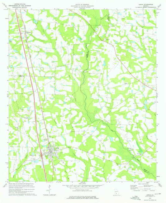 Classic USGS Lenox Georgia 7.5'x7.5' Topo Map Image