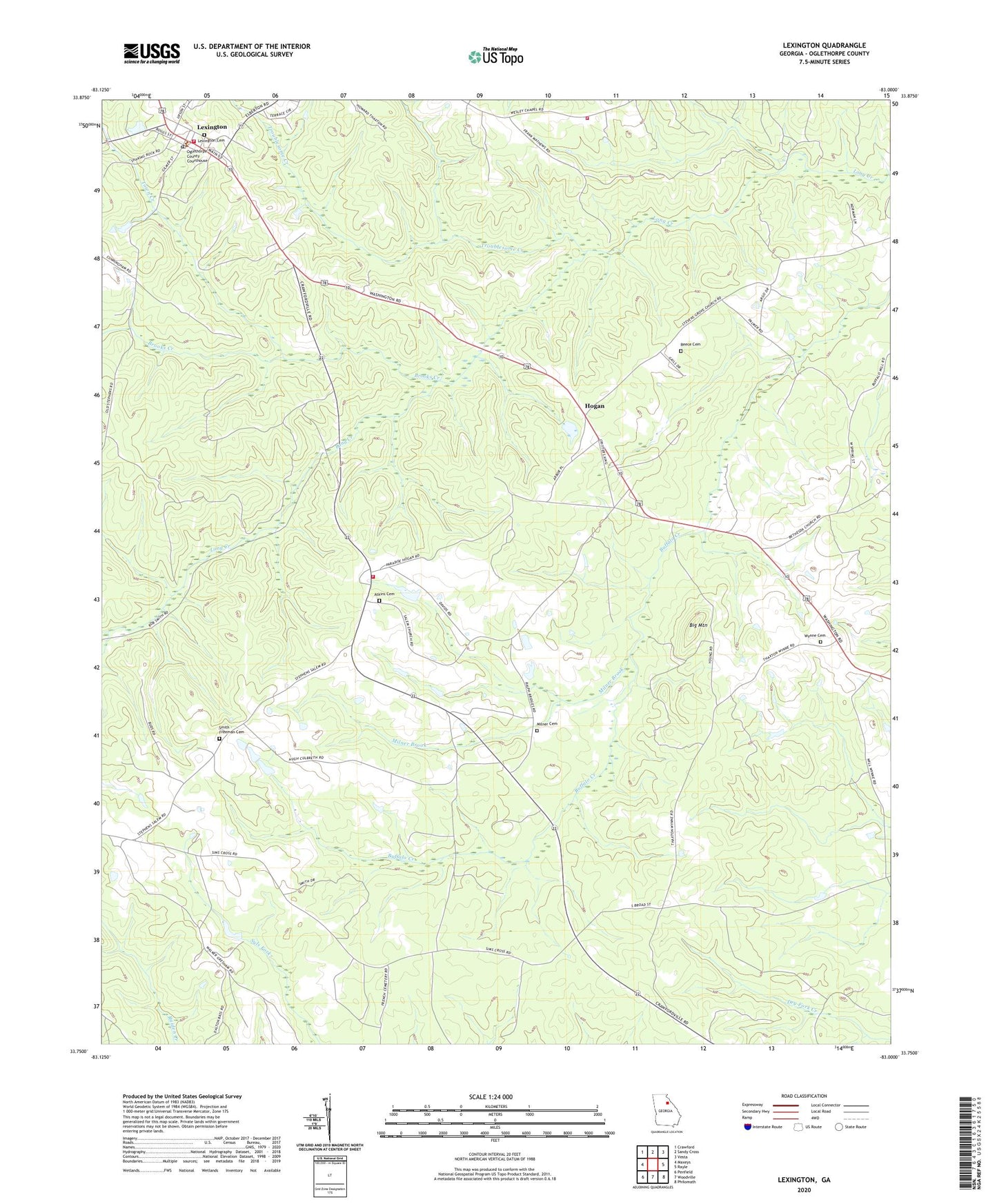 Lexington Georgia US Topo Map Image