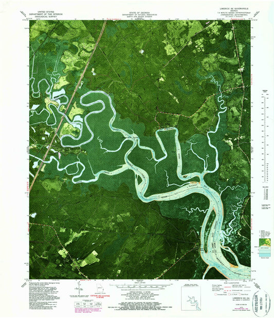 Classic USGS Limerick SE Georgia 7.5'x7.5' Topo Map Image