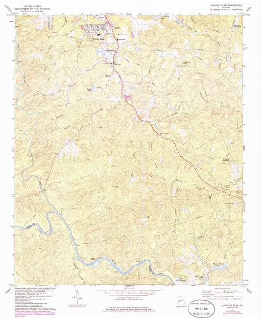 Classic USGS Lincoln Park Georgia 7.5'x7.5' Topo Map Image