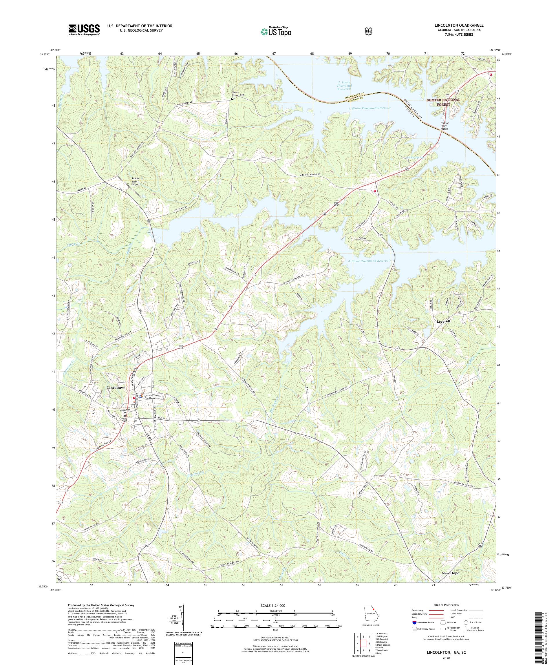 Lincolnton Georgia US Topo Map – MyTopo Map Store